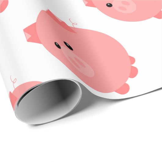 Cute Chubby Pig Gift Wrap Cadeaupapier (Rol Hoek)