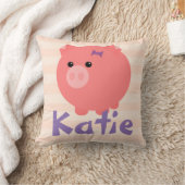 Cute Chubby Pig met roze Stripes Pillow Kussen (Deken)