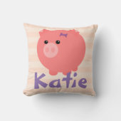 Cute Chubby Pig met roze Stripes Pillow Kussen (Voorkant)