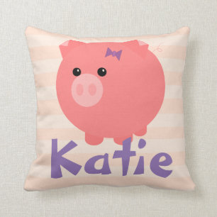 Cute Chubby Pig met roze Stripes Pillow Kussen