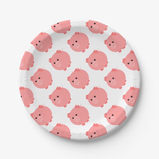 Cute Chubby Pig Party Borden Papieren Bordje (Voorkant)