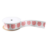 Cute Chubby Pig Satin Ribbon Satijnen Lint (Spoel)