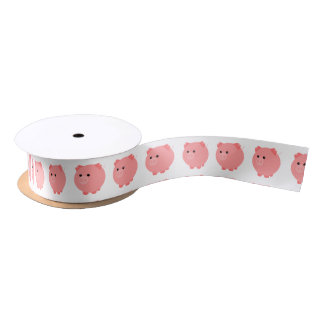 Cute Chubby Pig Satin Ribbon Satijnen Lint