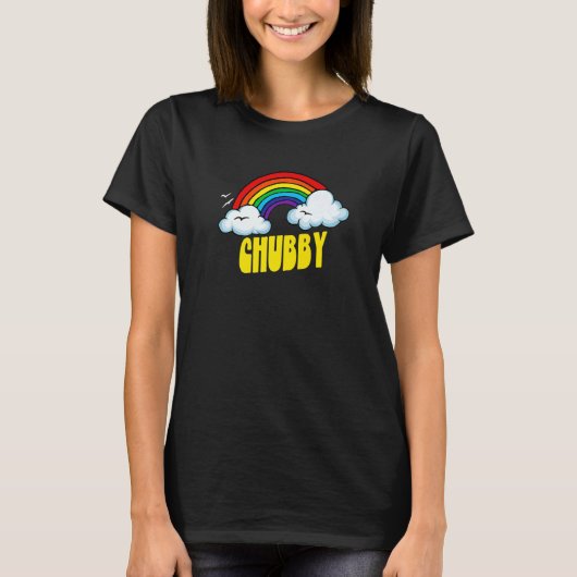 Cute Chubby Sarcastic Retro 80's regenboog T-shirt (Voorkant)