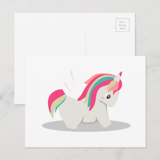 Cute chubby unicorn chibi blushing briefkaart (Voorkant / Achterkant)