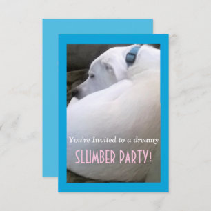 Cute Chubby White Sleeping Puppy Dog Slumber Party Kaart