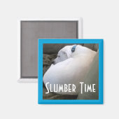 Cute Chubby White Sleeping Puppy Dog Slumber Party Magneet (Voorkant / Achterkant)