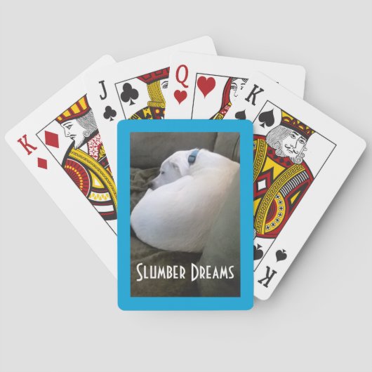 Cute Chubby White Sleeping Puppy Dog Slumber Party Pokerkaarten (Achterkant)