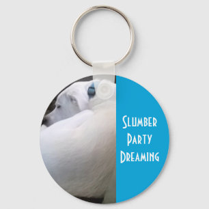 Cute Chubby White Sleeping Puppy Dog Slumber Party Sleutelhanger