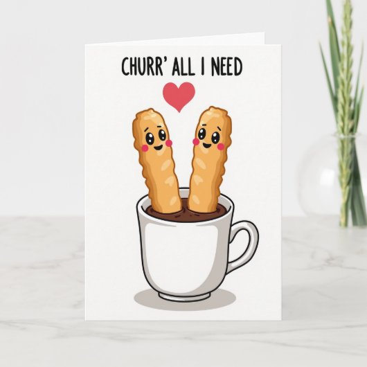 Cute Churro Chocolate Love Card Kaart (Voorkant)