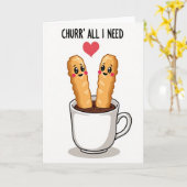 Cute Churro Chocolate Love Card Kaart (Gele Bloem)