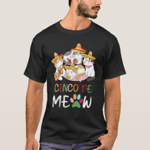 Cute Cinco de Meow sombrero Mexican Cat Cinco de M T-shirt