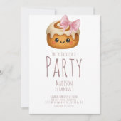 Cute Cinnamon Roll Bun Girl Birthday Party Kaart (Voorkant)