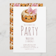Cute Cinnamon Roll Bun Girl Birthday Party