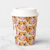 Cute Cinnamon Roll Bun Girl Birthday Party Papieren Bekers (Links)