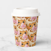 Cute Cinnamon Roll Bun Girl Birthday Party Papieren Bekers (Achterkant)