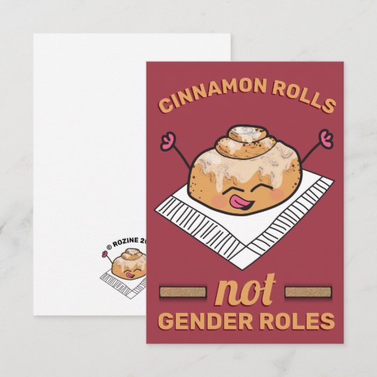 Cute Cinnamon Roll not Gender Roles Funny Feminist Bedankkaart (Voorkant / Achterkant)