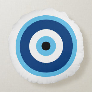 Cute Circle Blue en Paars Pattern Rond Kussen