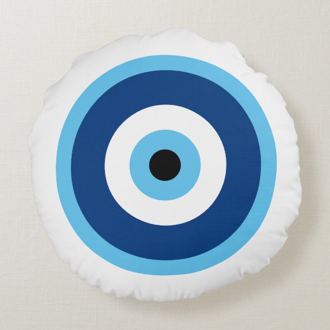 Cute Circle Blue en Paars Pattern Rond Kussen (Achterkant)
