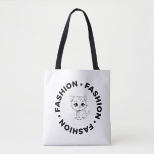Cute Circulaire Mode Kat Aesthetic Boodschappentas Tote Bag