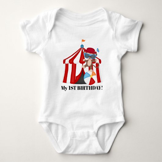 Cute Circus aap unisex eerste verjaardag Romper (Voorkant)