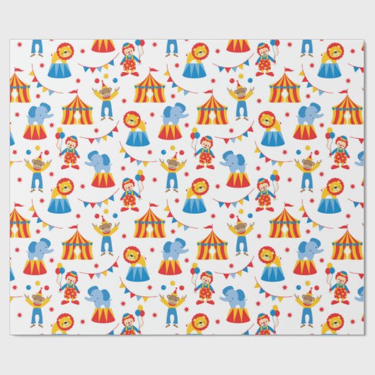 Cute Circus Animal Wrapping Paper Cadeaupapier (Vlak)