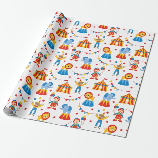 Cute Circus Animal Wrapping Paper Cadeaupapier (Uitgerold)