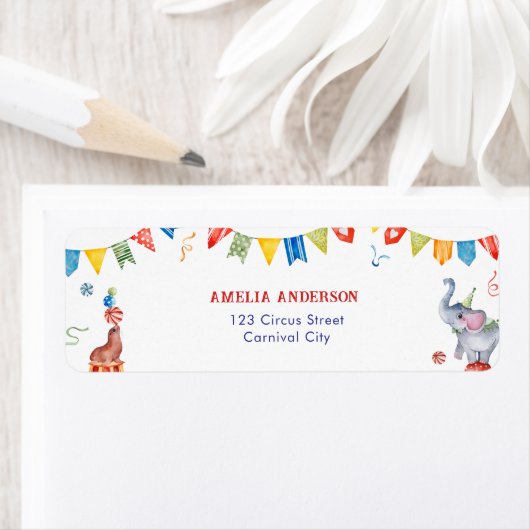 Cute Circus Animals Carnival Address Label (Insitu)