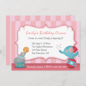 Cute Circus Animals Theme Birthday Party, voor kin Kaart (Voorkant / Achterkant)