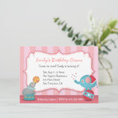 Cute Circus Animals Theme Birthday Party, voor kin Kaart (Staand voorkant)