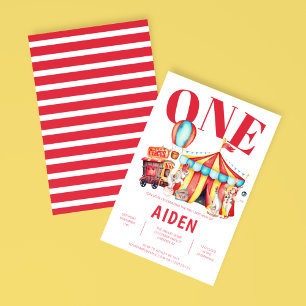 Cute Circus Big Top Kind Birthday Invitation Kaart