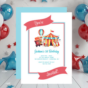 Cute Circus Big Top Kind Birthday Invitation Kaart