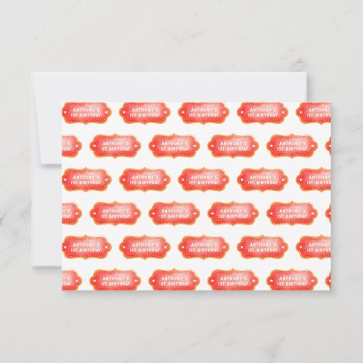 Cute Circus Carnival Fiesta 1e verjaardag Dank u Bedankkaart (Achterkant)