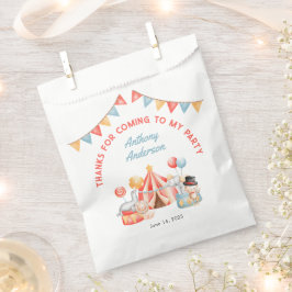 Cute Circus Carnival Fiesta 1e verjaardag Dank u Bedankzakje