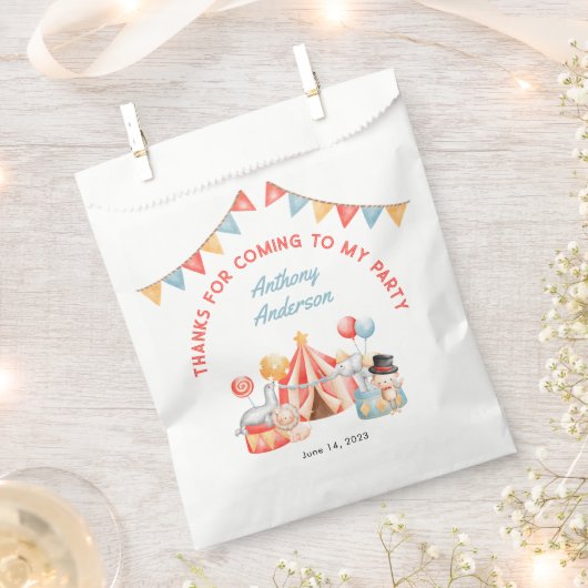 Cute Circus Carnival Fiesta 1e verjaardag Dank u Bedankzakje (Geknipt)