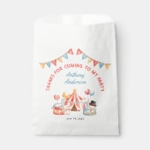 Cute Circus Carnival Fiesta 1e verjaardag Dank u Bedankzakje (Voorkant)