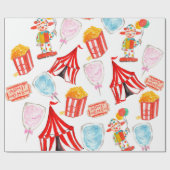 Cute Circus Carnival Kinder Party Wrapping paper Cadeaupapier (Vlak)