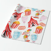 Cute Circus Carnival Kinder Party Wrapping paper Cadeaupapier (Uitgerold)