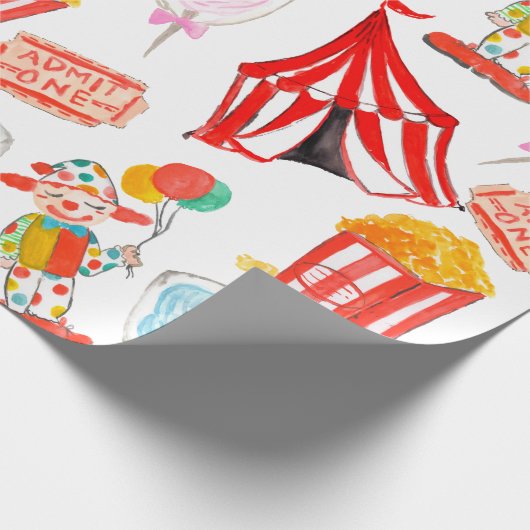 Cute Circus Carnival Kinder Party Wrapping paper Cadeaupapier (Hoek)