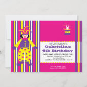 CUTE Circus Clown Birthday Party Invitation Kaart (Voorkant)