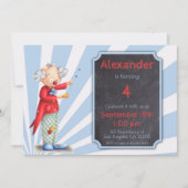 Cute Circus Clown Sunburst Birthday Kaart (Voorkant)