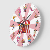 Cute Circus Clowns & Animals Themed Grote Klok (Hoek)