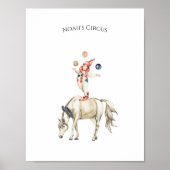 Cute Circus Horse And Clown Carnival Nursery Poster (Voorkant)