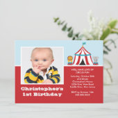 CUTE Circus Kids Birthday Party Invitation FOTO Kaart (Staand voorkant)