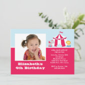 CUTE Circus Kids Birthday Party Invitation FOTO Kaart (Staand voorkant)