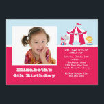 CUTE Circus Kids Birthday Party Invitation FOTO Kaart<br><div class="desc">Cute circus Tent kinder foto verjaardagsfeestuitnodiging.  Een heldere en kleurrijke circusuitnodiging is de perfecte uitnodiging voor een meisje.  Bezoek ons op www.celebrateitinvites.com om onze andere circuspartijuitnodigingen te uitzichten.</div>