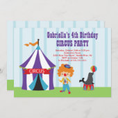 CUTE Circus Kids Birthday Party Invitation Kaart (Voorkant / Achterkant)