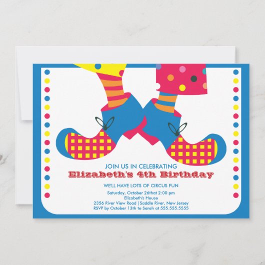 CUTE Circus Kids Birthday Party Invitation Kaart (Voorkant)