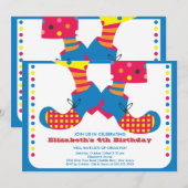CUTE Circus Kids Birthday Party Invitation Kaart (Voorkant / Achterkant)