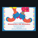 CUTE Circus Kids Birthday Party Invitation Kaart<br><div class="desc">Cute circus clown children verjaardagsfeest uitnodiging.  Heldere en kleurrijke uitnodiging voor het krullen is de perfecte uitnodiging voor een jongen of meisje.  Bezoek ons op www.celebrateitinvites.com om onze andere circuspartijuitnodigingen te uitzichten.  ©Blackleaf Design</div>